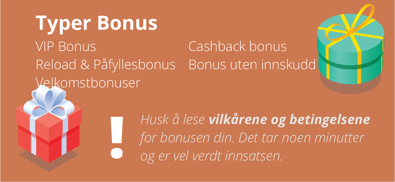 ulike typer casino bonus