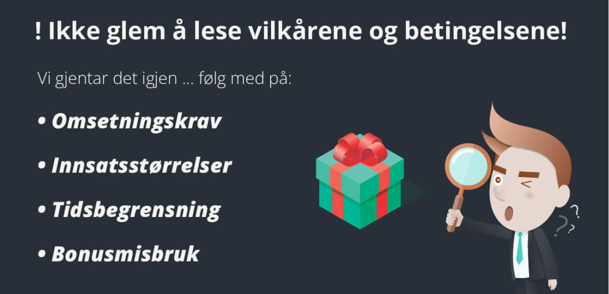 regler og vilkår for gratisspinn - ikke glem