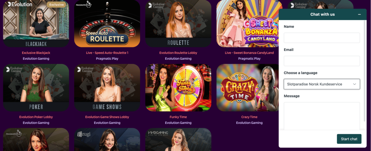 Kundeservice Slot Paradise Casino chat