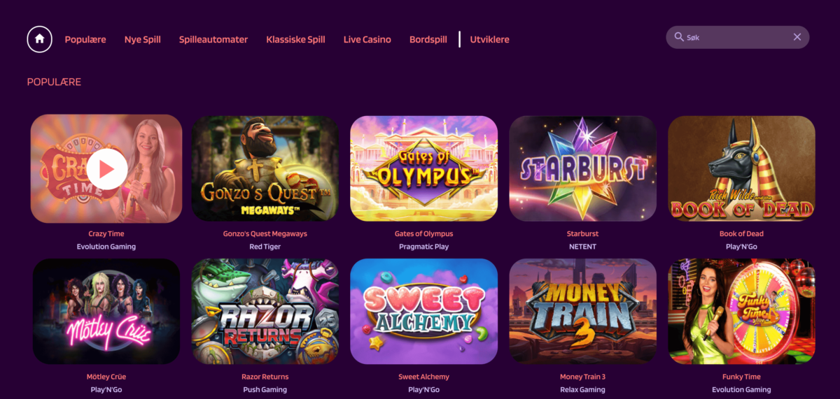 Spillutvalg Slot Paradise Casino
